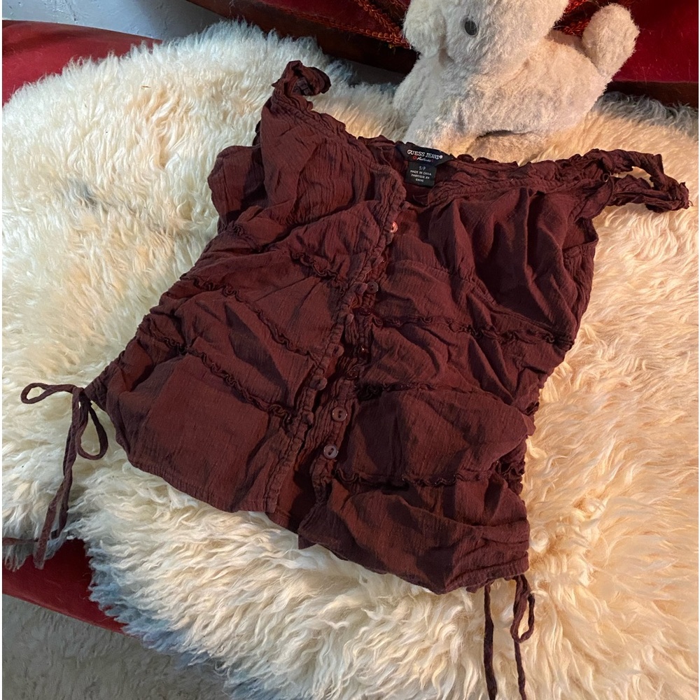 brown Guess corset style top with lace up sides